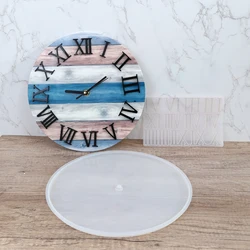 Large Clock Resin Mold,Round Clock Silicone Mold Wall Hanging Clock Epoxy Mold with Pointer for DIY Crafts Jewelry Making