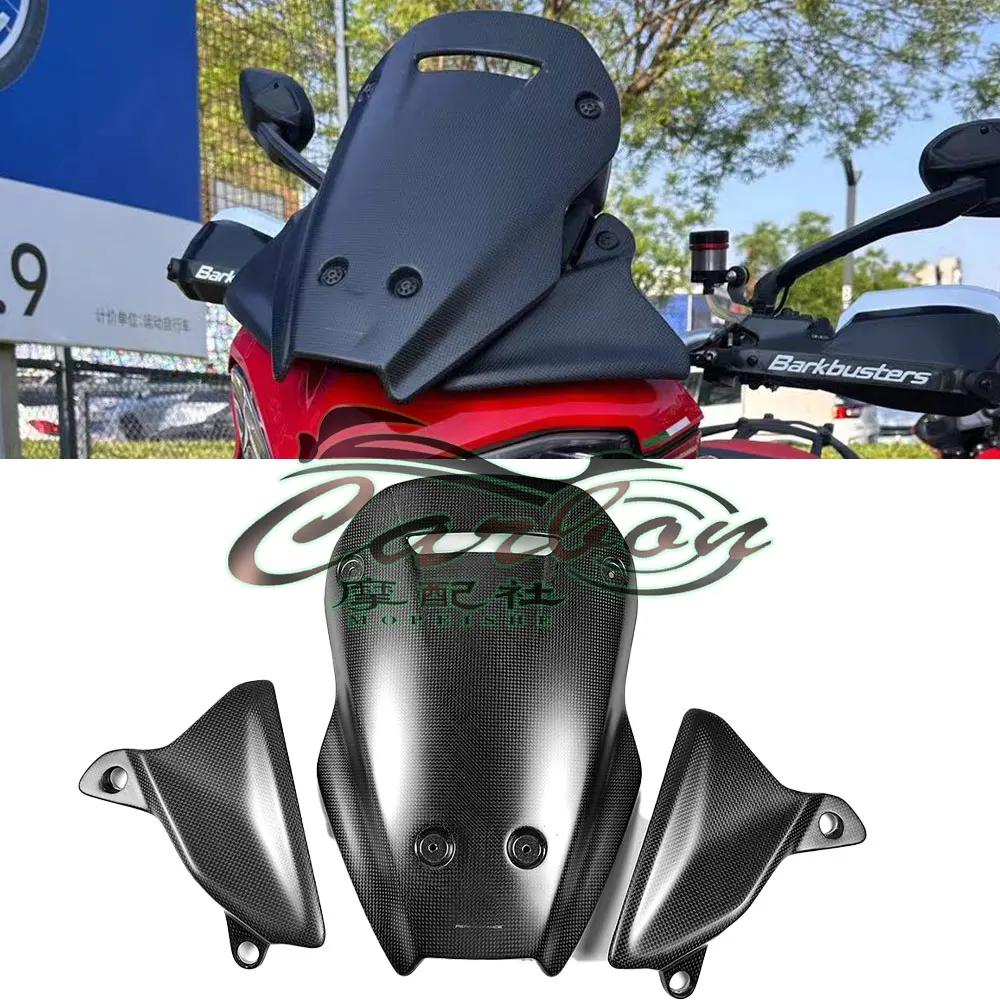 

Motorcycle Carbon Fiber Front Fairing Windshield Wind Deflector For DUCATI Multistrada V4 V4S Pikes Peak 2021-2025 Accessories