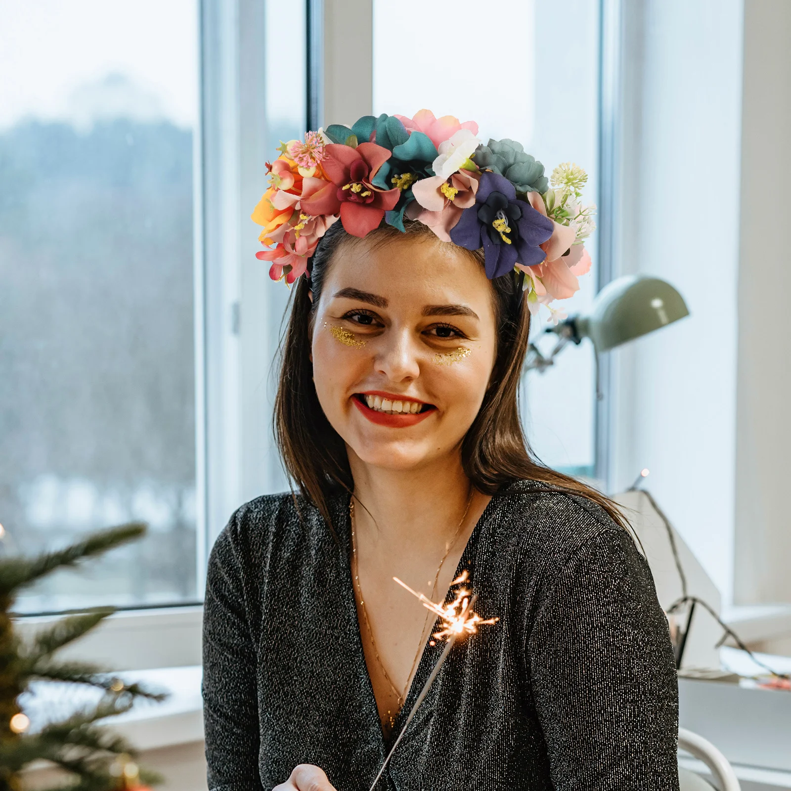 

Artificial Flower Headb Faux Flowers Crowns Hair Toppers for Women Bride Wedding Party Floral Crown Bridesmaid Gifts Holiday