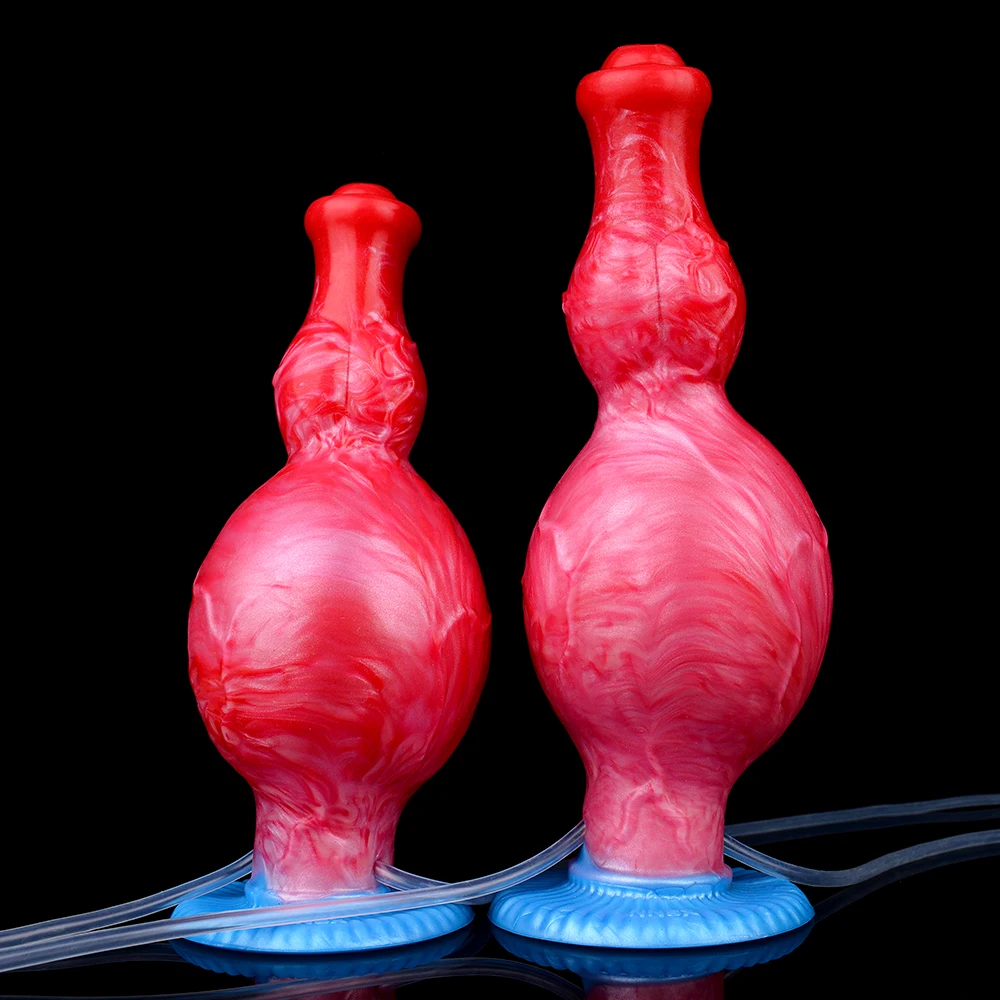 YOCY Realistic Squirting Dildo Inflatable Dog Knot Dildo Big Knotted Expanding Butt Plug Silicone Soft Fantasy Dildo Men Women