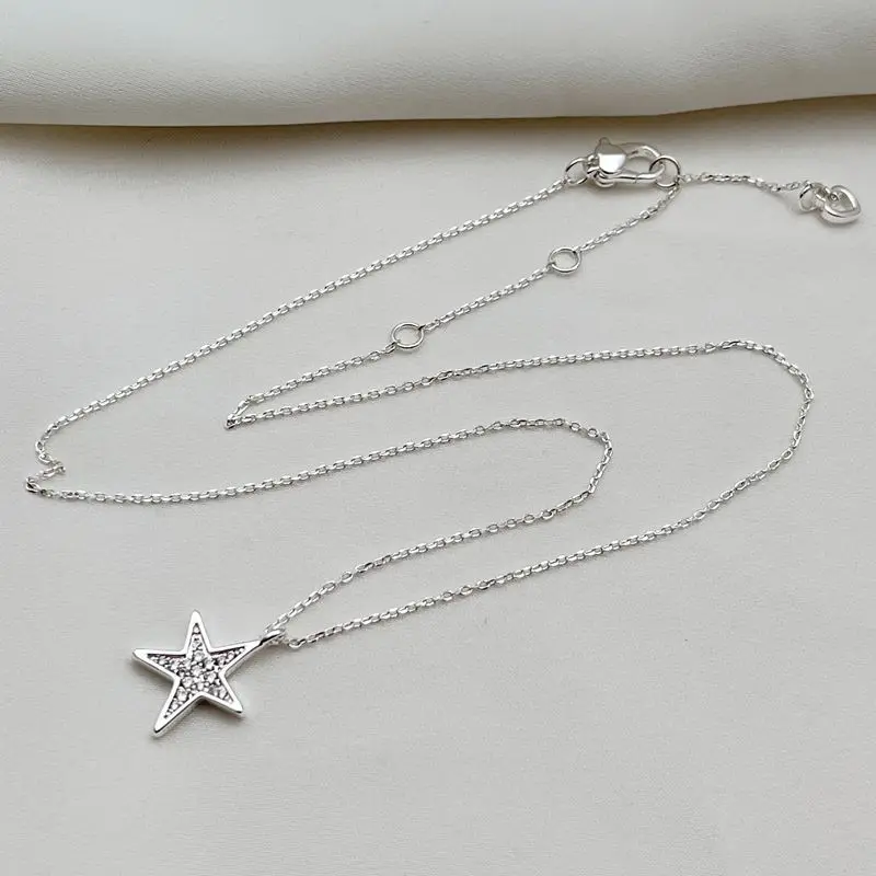 KS-collar de Metal exquisito para mujer, nueva moda europea americana, brillo con forma de estrella de cinco puntas, diseño de nicho