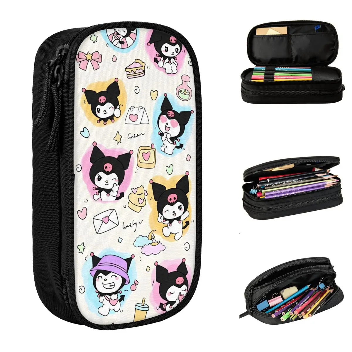 Kawaii Kuromi Holiday Life Pencil Case New Cute Cartoon Pen Holder Bag Kids Big Capacity School Supplies Cosmetic Pencilcases