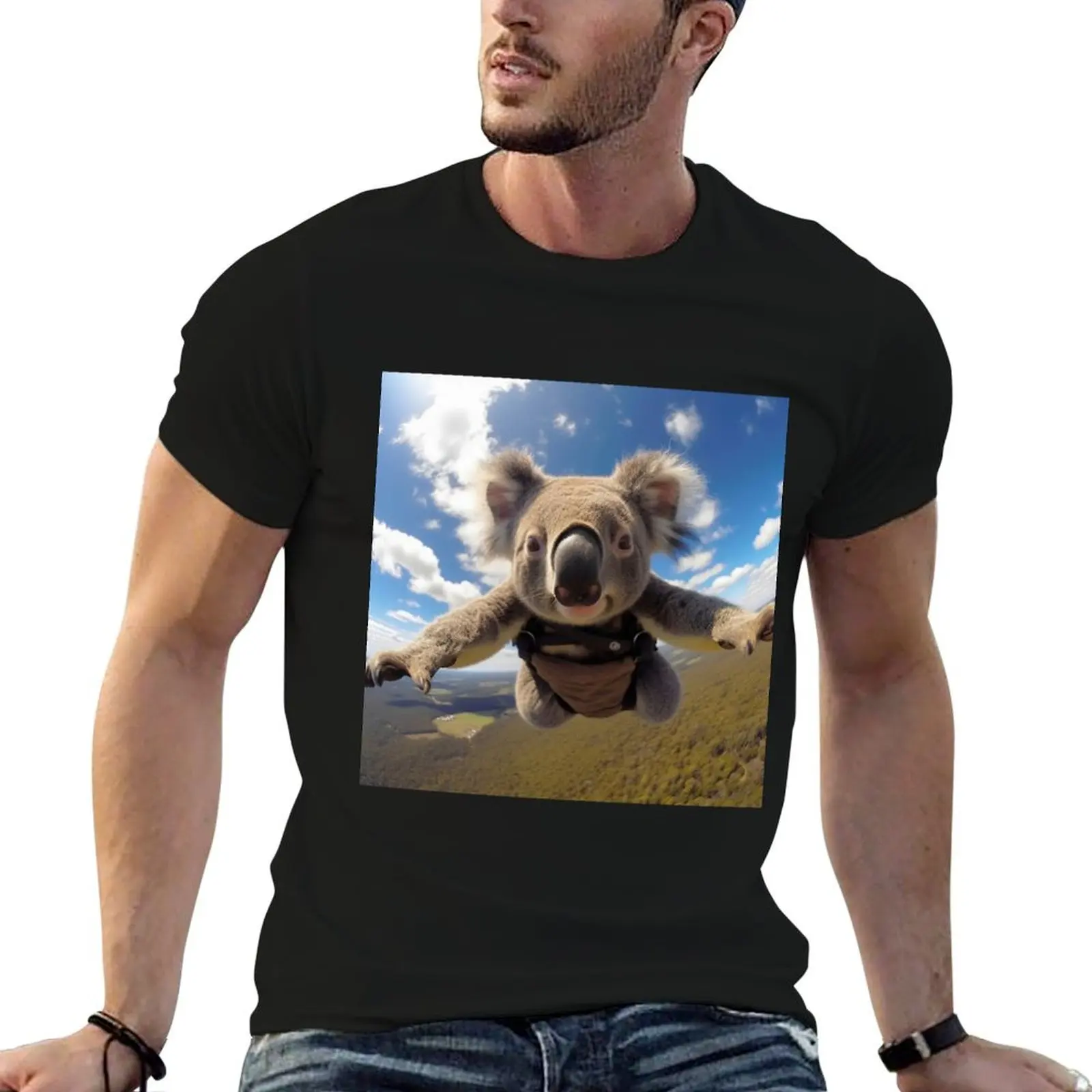 The Aerial Koala: Soaring Through the Sky T-Shirt new edition korean fashion aesthetic clothes plain black t shirts men