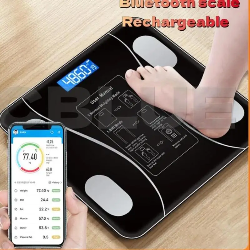 Bluetooth Rechargeable Smart Body Fat Scale Electronic Digital Weight Measuring Balance