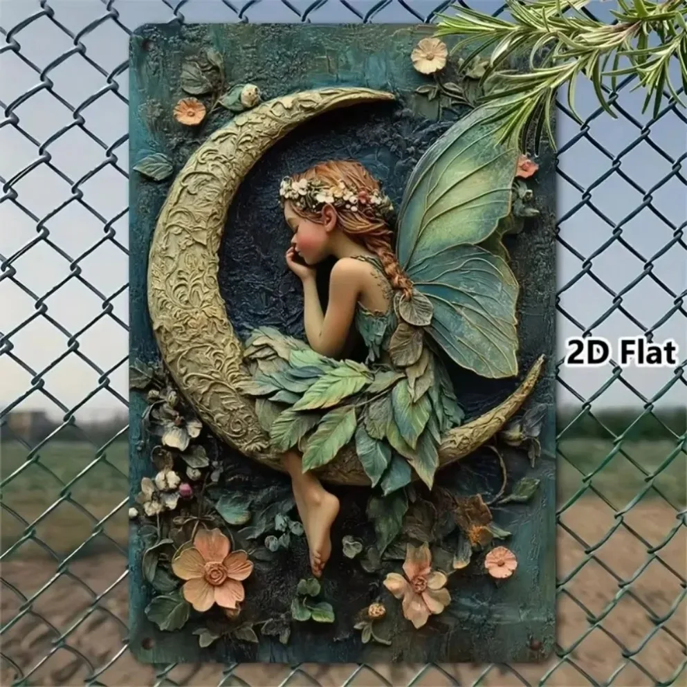 "Fairy Thema Tin Platen – Retro Fantasy Wall Art |   Betoverend decor voor huizen, bars, cafés en dromerige ruimtes"