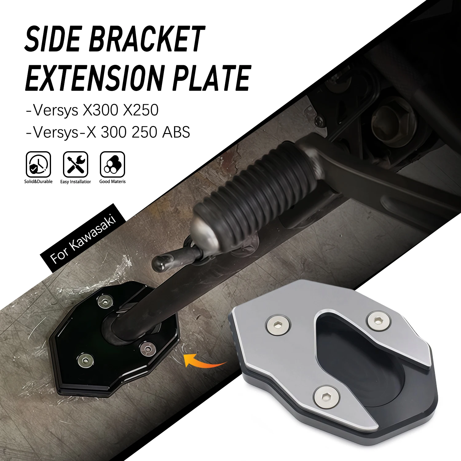 

Kickstand Foot Side Stand Extension Pad Enlarge Accessories For Kawasaki Versys X250 X300 Versys-X 300 250 ABS 2017 2018-2024