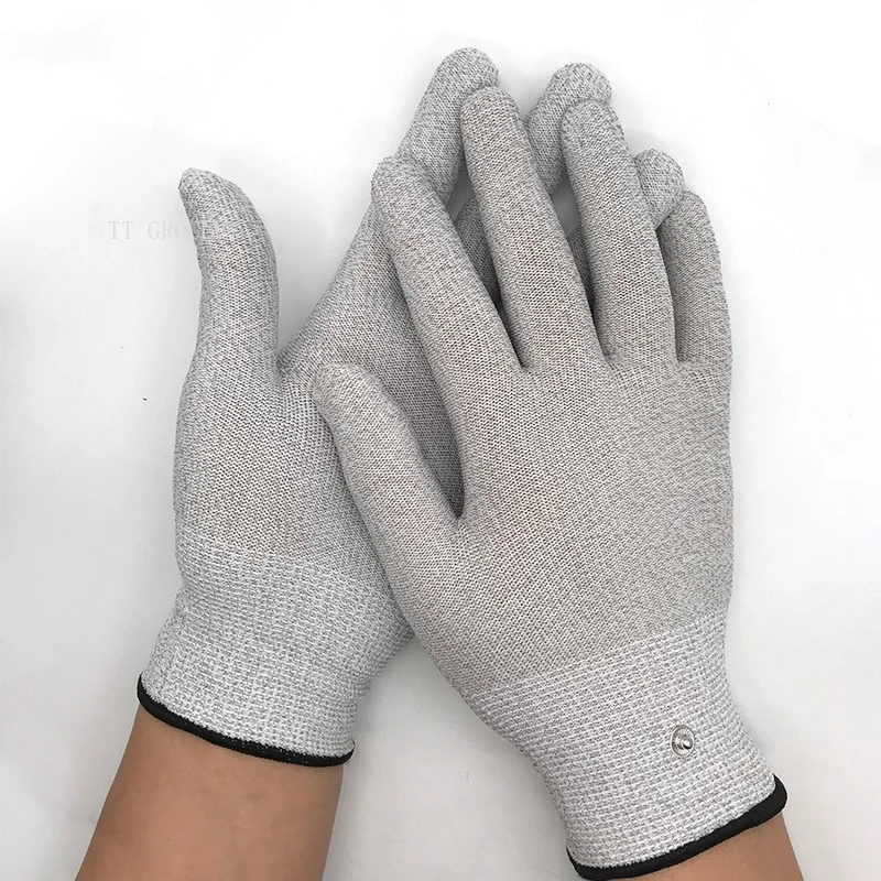 Gants à Électrode pour Machine de Énergie, Mitaines Conductrices, Thérapie des Mains, Fil d'Électrothérapie, 1 Paire