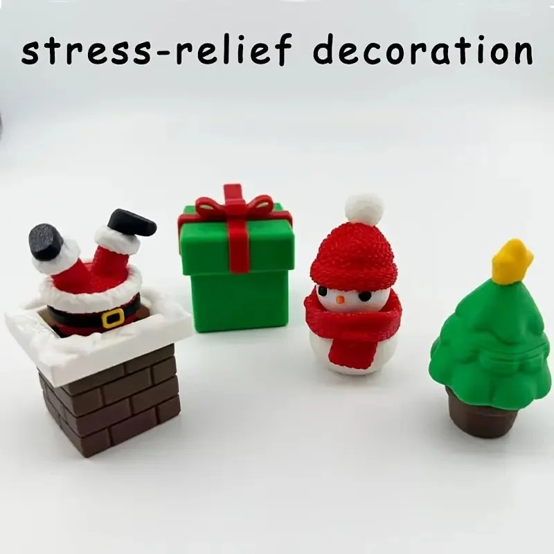 

Relieve Stress Button New Santa Claus Snowman Christmas Tree Button 3D Printed Figurine Desktop Ornament Fidget Toys 1pcs