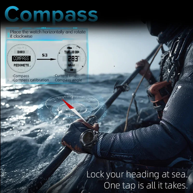 hot NORTH EDGE APACHE-D Diving Watch Outdoor Sports Men Watch Altimeter Barometer Compass 10ATM Waterproof Watches for Man