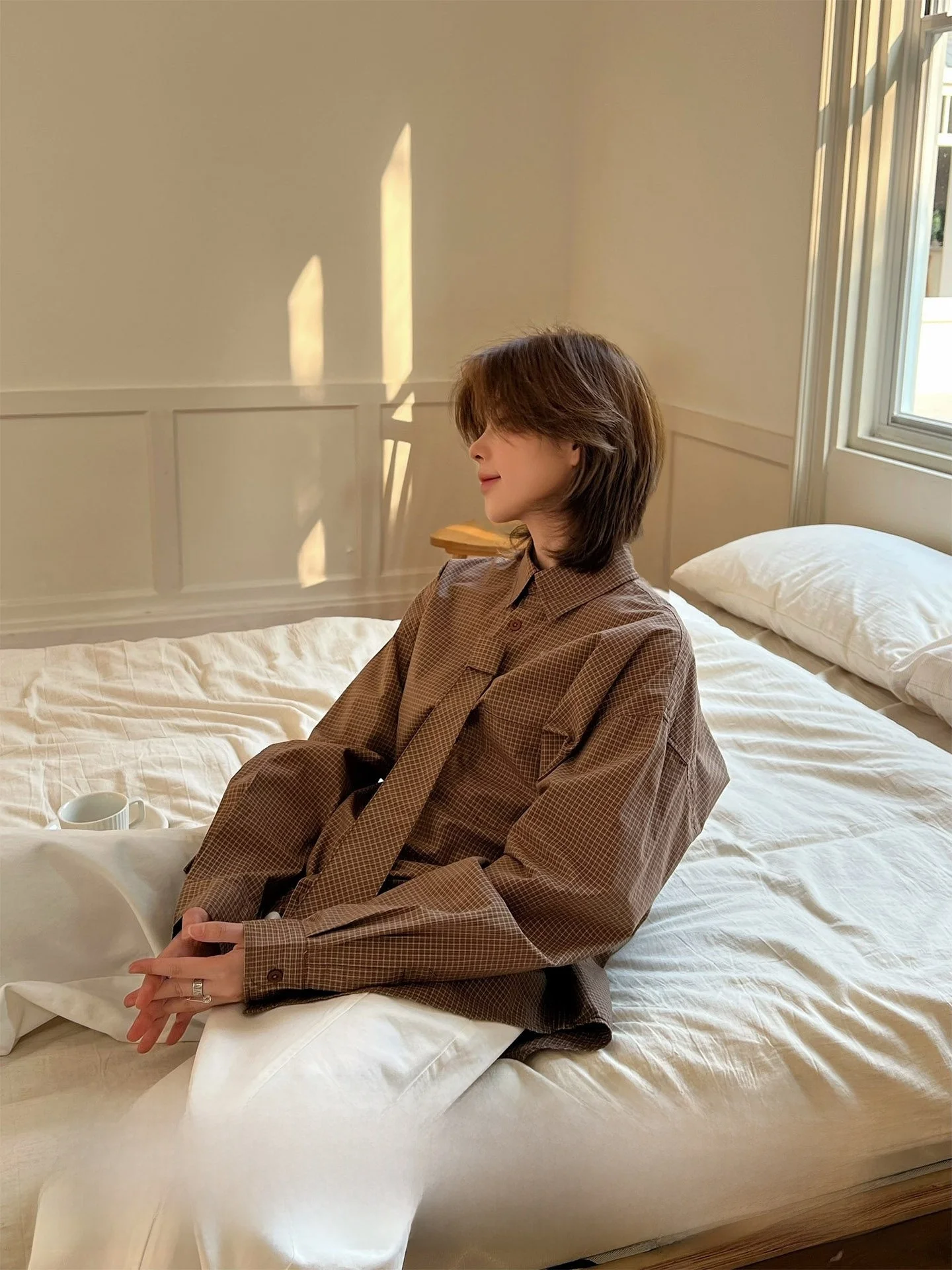 

Мужская рубашка Ja1 в нейтральном стиле с длинным рукавом, имитацией галстука, клетчатым узором, свободного кроя, из чистого хлопка, с защитой от солнца, с воротником