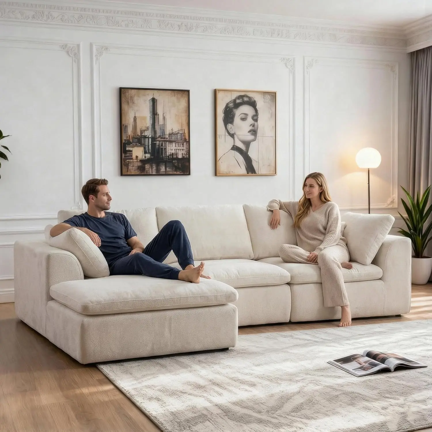 L-Shaped Sectional Sofa, 110