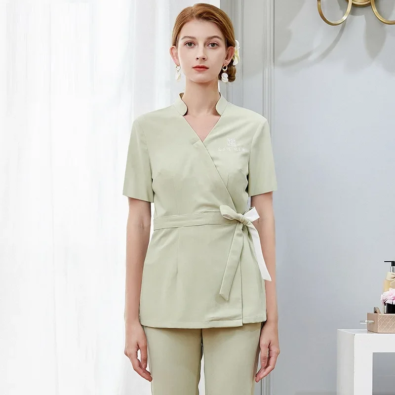 Ropa de trabajo de esteticista para salón de belleza de uñas, uniforme de enfermera de Hospital para mujer, cafetería, tienda, ropa de trabajo, uniformes de Spa, 2023