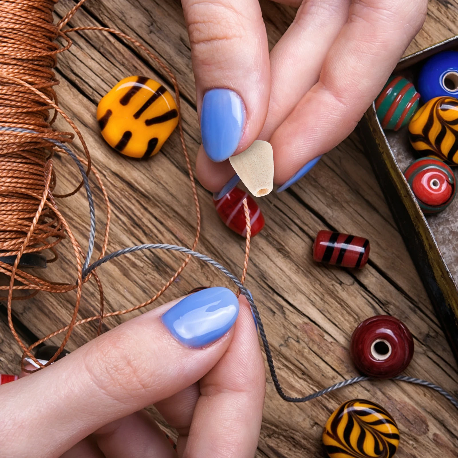 100 stuks houten kralen kegelvorm glad oppervlak veilig comfortabel DIY armband sieraden maken ambachten kit voor kinderen