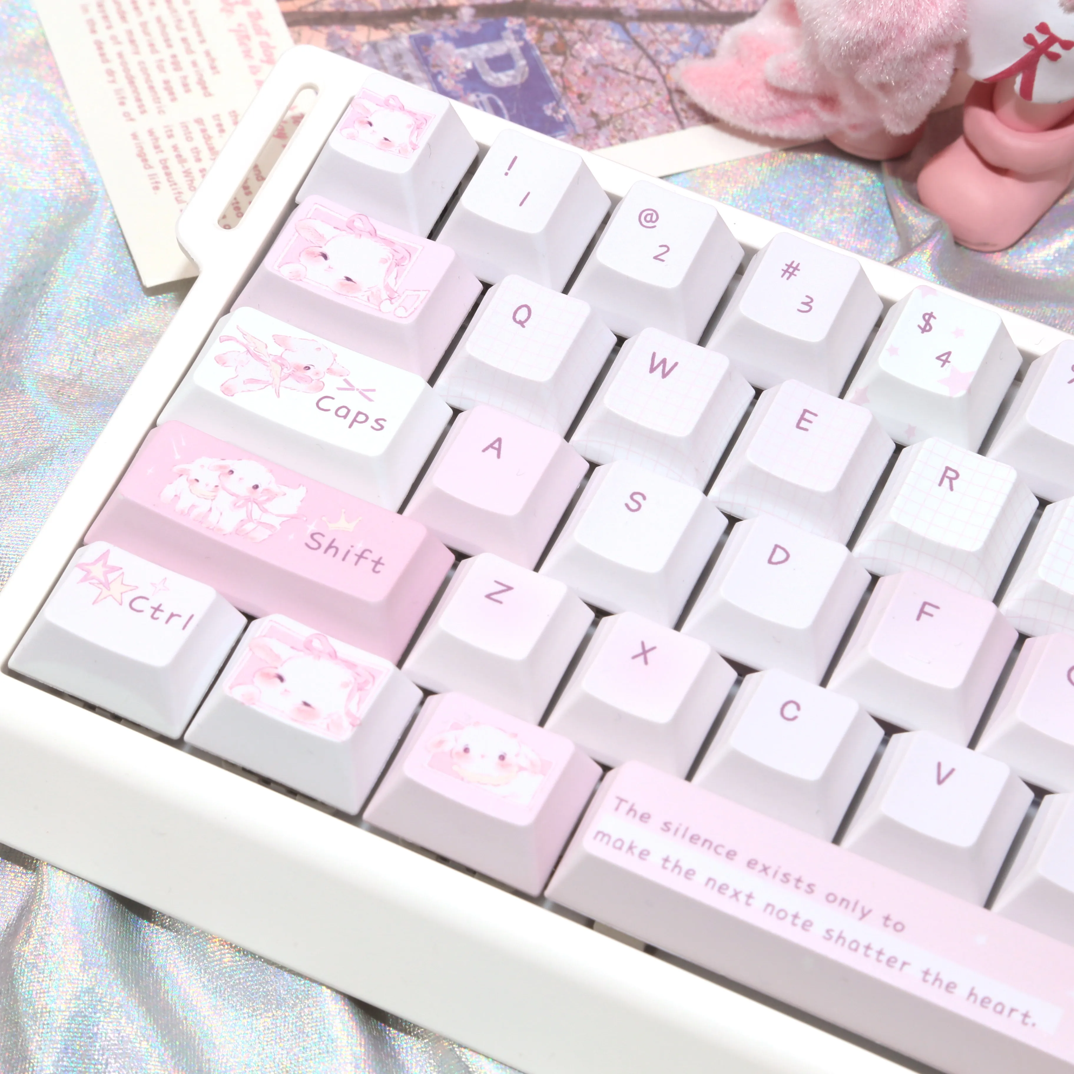 MAIMOOO Pink Sheep Keycap MOA Cherry Profile PBT Thermal Sublimation Custom Cartoon Cute Lamb Keycaps for Mechanical Keyboard
