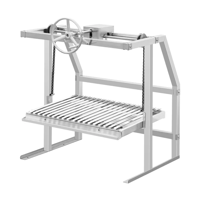 Commercial Heavy-Duty Outdoor Stainless Steel Large Non-Stick Coated Adjustable Height BBQ Grill Charcoal Rotisserie Cabinet