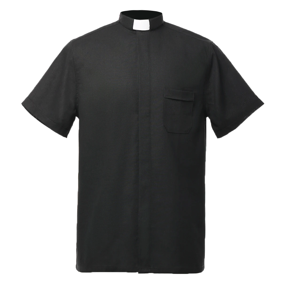 Priest Shirt Men Black Catholic Church Costume Clergy Tab Collar Tops Pastor Shirts