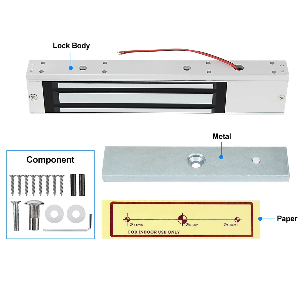 280KG 600LBS Electric Magnetic Lock DC12V Single Door Electromagnetic Lock Access Control Waterproof with/without Bracket U/L/ZL