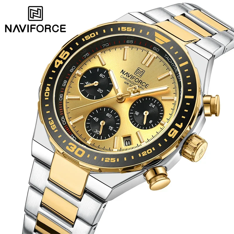 NAVIFORCE NF8049 Watch for Men Luxury Fashion Waterproof Stainless Steel Band Male Date Chronograph Quartz Wristwatch