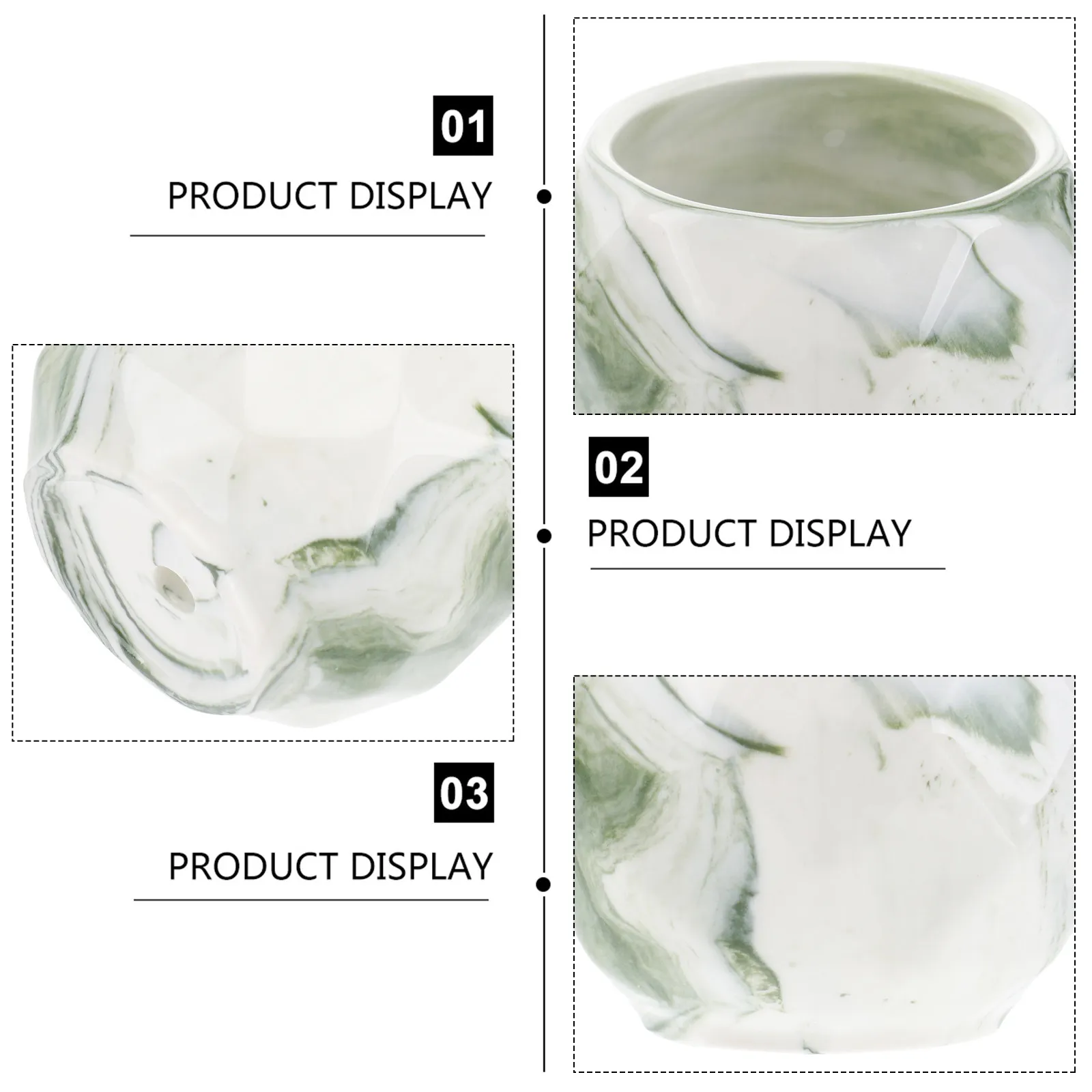 1Pcs Elegant Marble Look Ceramic Flower Planter Pot for Small Plants Home Office Window Decor Modern Interior Decoration