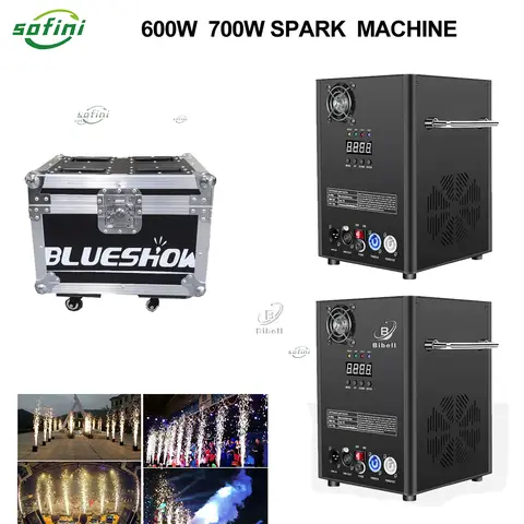 Flightcase 2Pcs 600W 700W Cold Spark Machine DMX Wireless Battery Pack Remote Cold Firewor-ks Fountain Stage Spark Machine