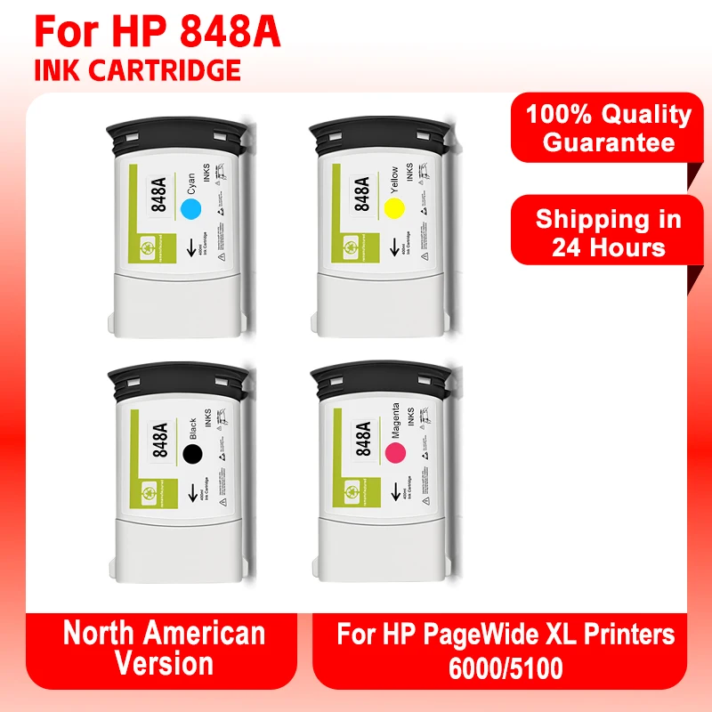

Совместимый картридж для HP 848A для принтера HP PageWide XL 6000 XL 5100 с пигментными чернилами на 400 мл, североамериканская версия