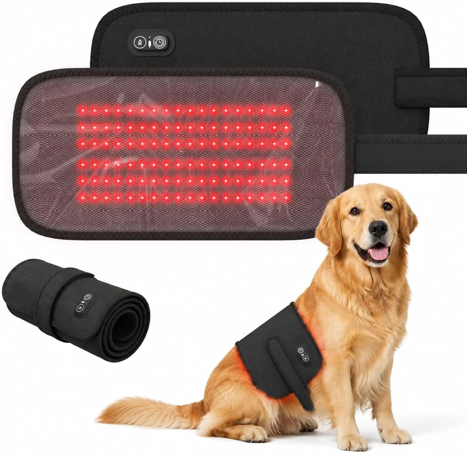 Red Light Therapy Belt for Dogs, Cordless 660nm Infrared Light,108 LEDs Rechargeable Pet Wrap Mat for Back, Waist&Hips Devices
