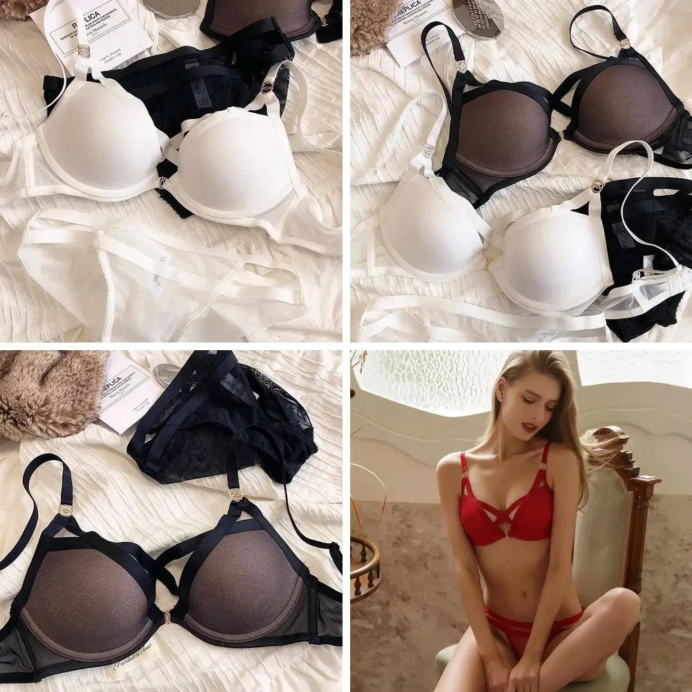 

Комплект нижнего белья больших размеров: сексуальный комплект из сетчатого бандажного бюстгальтера и трусиков, бюстгальтер с эффектом пуш-ап и трусики с высокой талией.