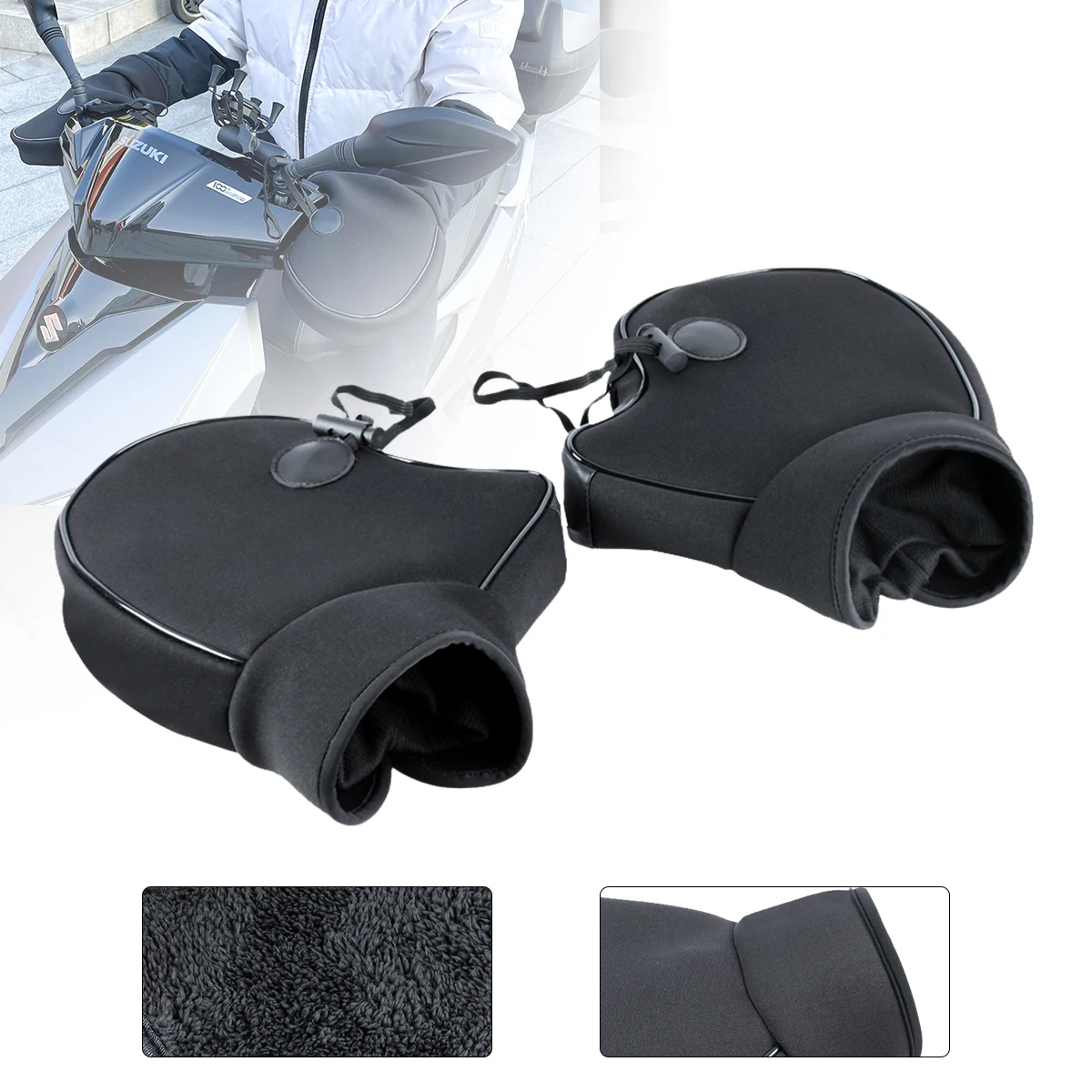 

Motorcycle Scooter Thick Warm Handlebar Muff Grip Handle Bar Muff Rainproof Riding Winter Warmer Thermal Cover Gloves Protective