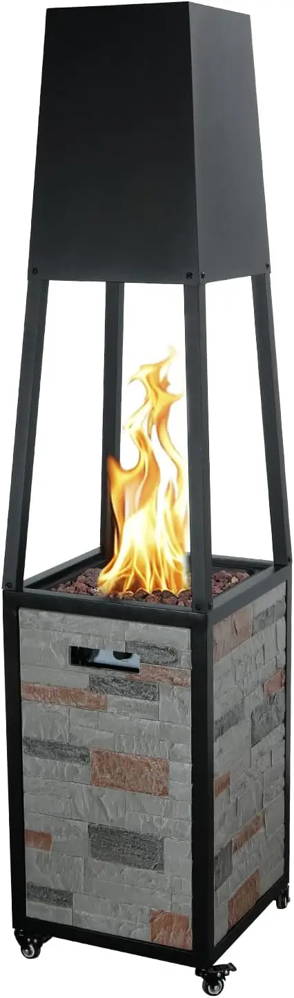 Outdoor Propane Patio Heater with Lockable Wheels, 40000 BTU Portable Pyramid Outdoor Heater with Weather Resistant Cover, Ideal