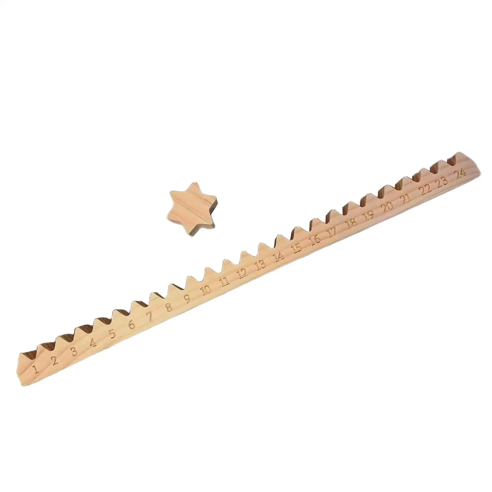 2025 Weihnachts-Countdown-Kalender, 24 Tage, 17,7 Zoll, Holz, Feiertagsdekoration, beweglicher Sternmarker, Weihnachts-Advent-Tischdekoration