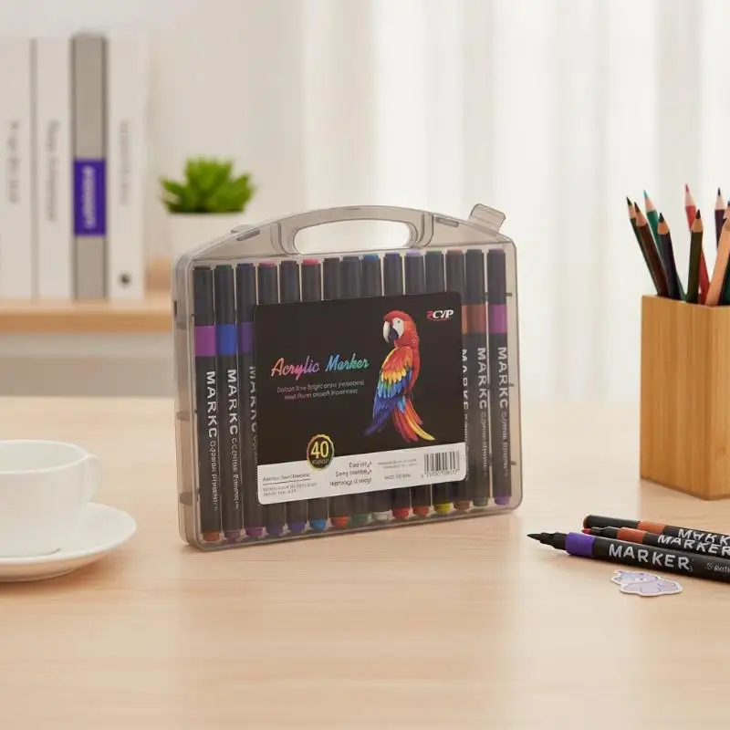 Graffiti Use Acrylic Marker Set 12-80 Vibrant Colors Waterproof Paint Pens for Rock Wood Canvas Ceramic Art Creation Artists