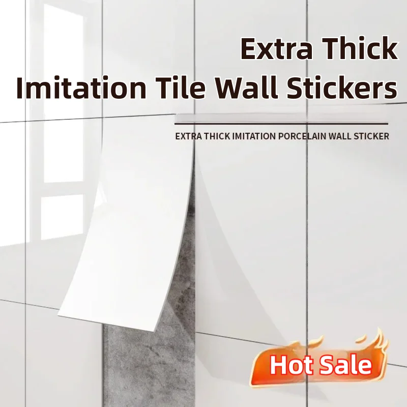 Extra Thick Self Adhesive Ceramic Tile Sticker Waterproof Peel & Stick Bathroom Kitchen Backsplash Anti-Mold Wall Decal