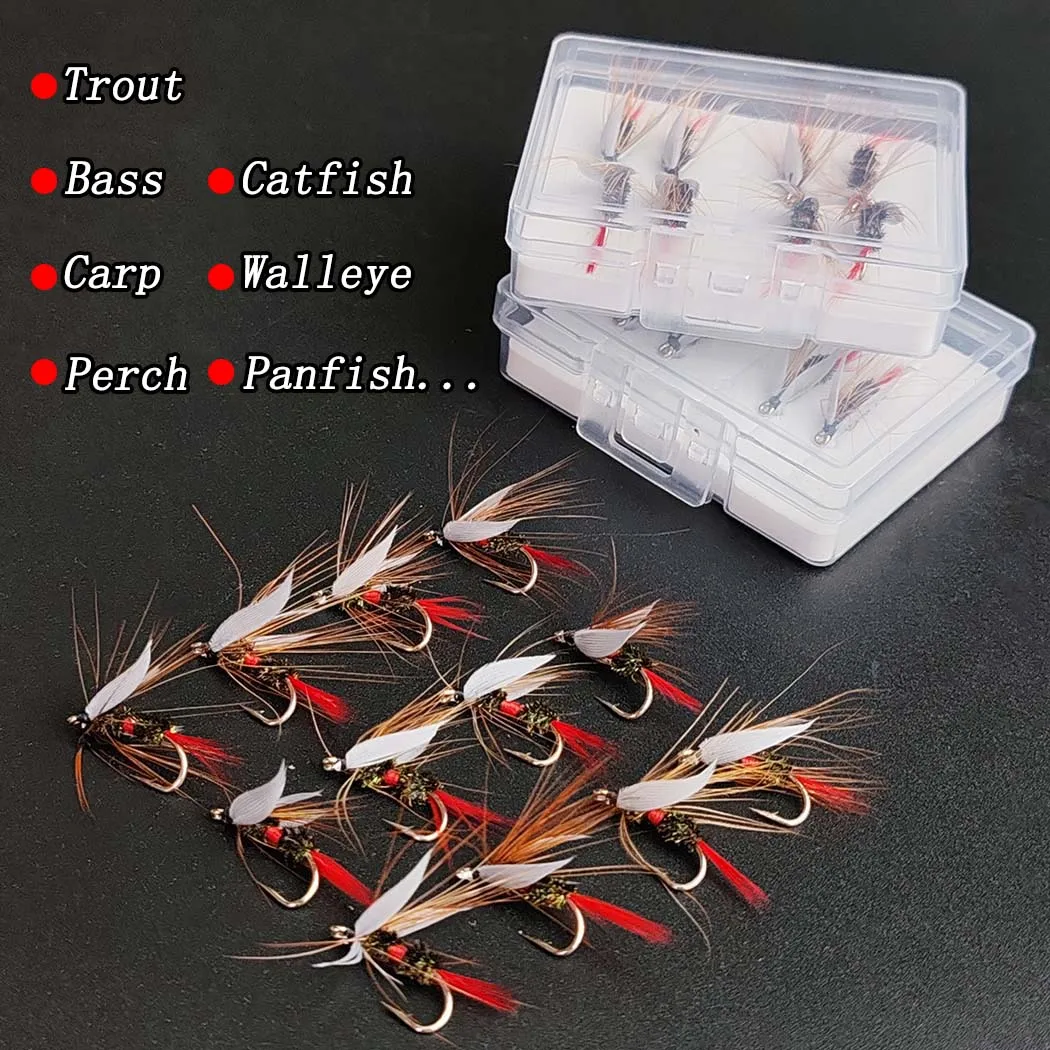 7 Stück/Box Trockenfliegen-Köder Royal Wulff Fliegenfischen-Köder Nymphen-Fliegenköder für Forelle und Barsch Fliegenfischen-Fliegen Köder in Verschiedenen Größen # 10