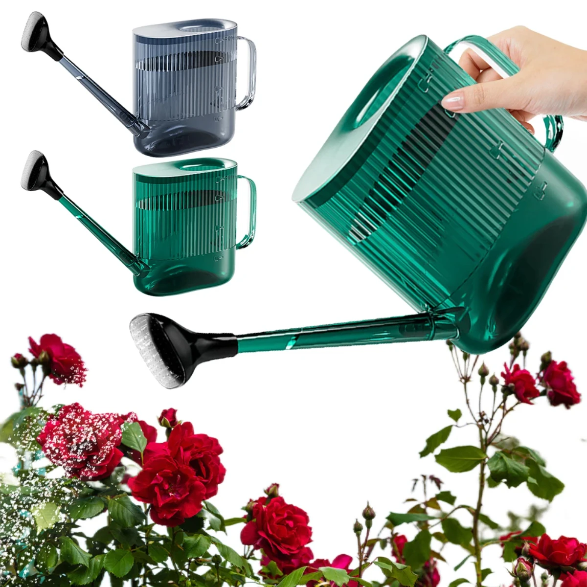 1800ML Plastic Watering Can with Sprinkler  Modern Water Can with Long Spout  Indoor Outdoor Plants Flower