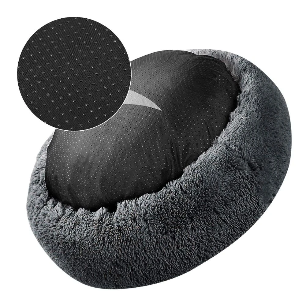 Cama redonda grande para perros, Donut, cesta de felpa para perros medianos, accesorios mullidos, perrera para cachorros pequeños, productos