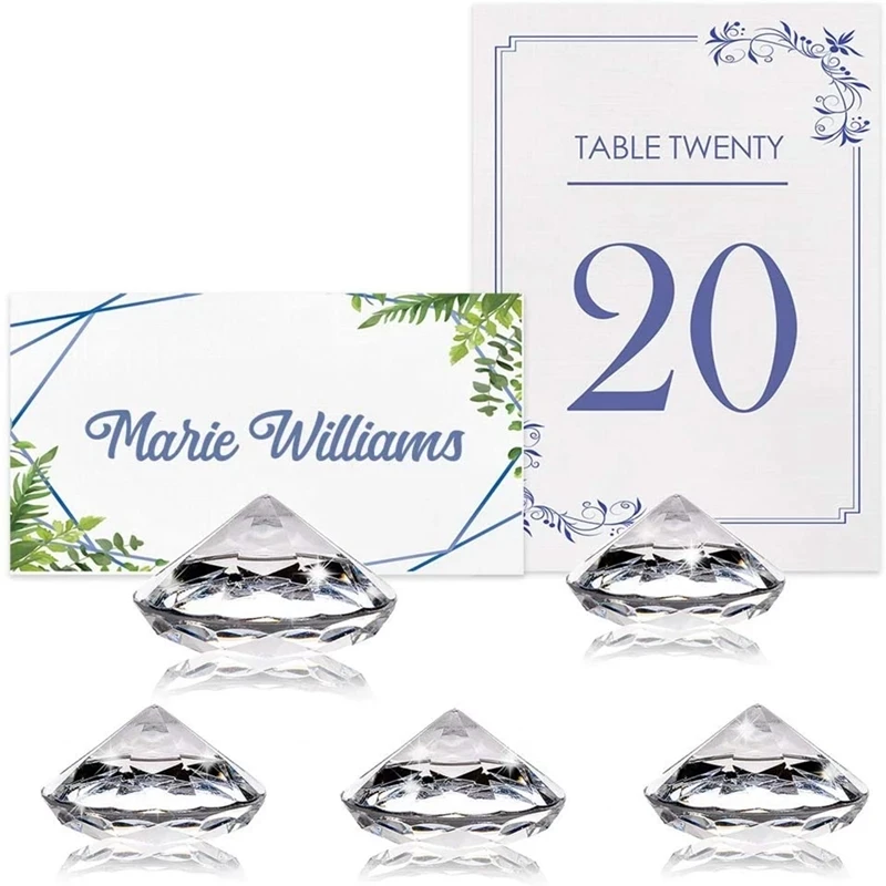 5/10pcs Acrylic Diamond Place Card Holder Table Number Name Card Stand for Wedding Anniversary Decorations Birthday Party Supply