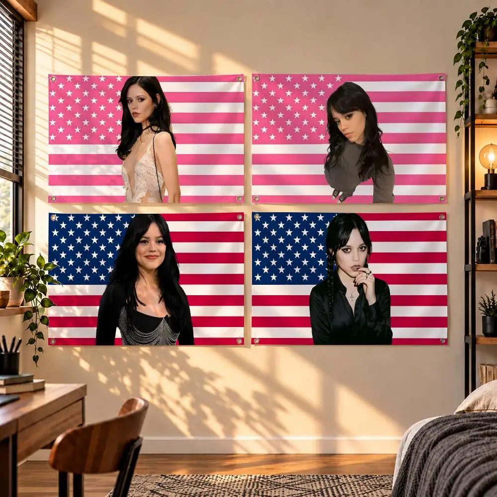 Popular Gothic Hollywood Actress Jenna Ortega Flags Indoor Outdoor Wall Hanging Flag Decor Banner Wall Decor