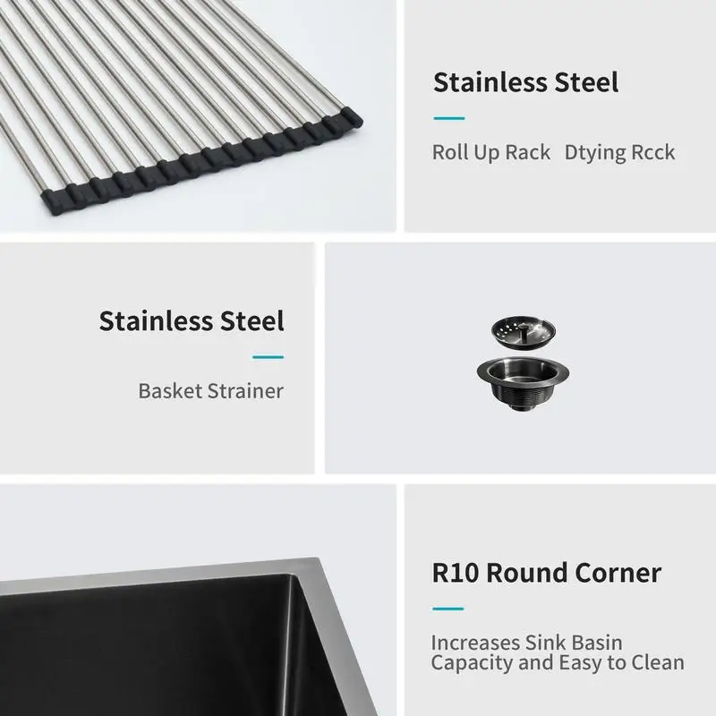 33" Gunmetal Black Apron Front Kitchen Sink - 16 Gauge Stainless Steel, Spacious & Durable Design for Modern Homes