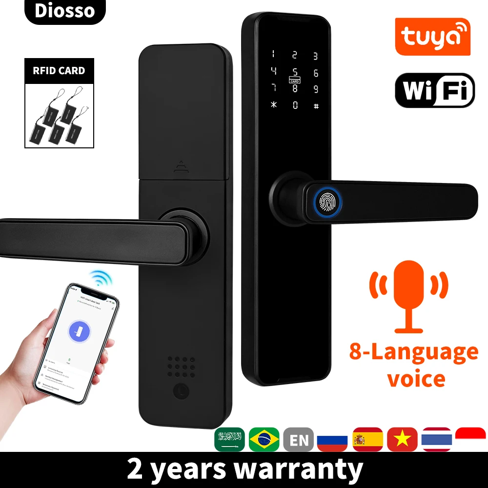 Tuya Wifi Fingerprint Door Lock Digital electronic lock smart keyless entry Lock for Home house Lock with fingerprint Passcode