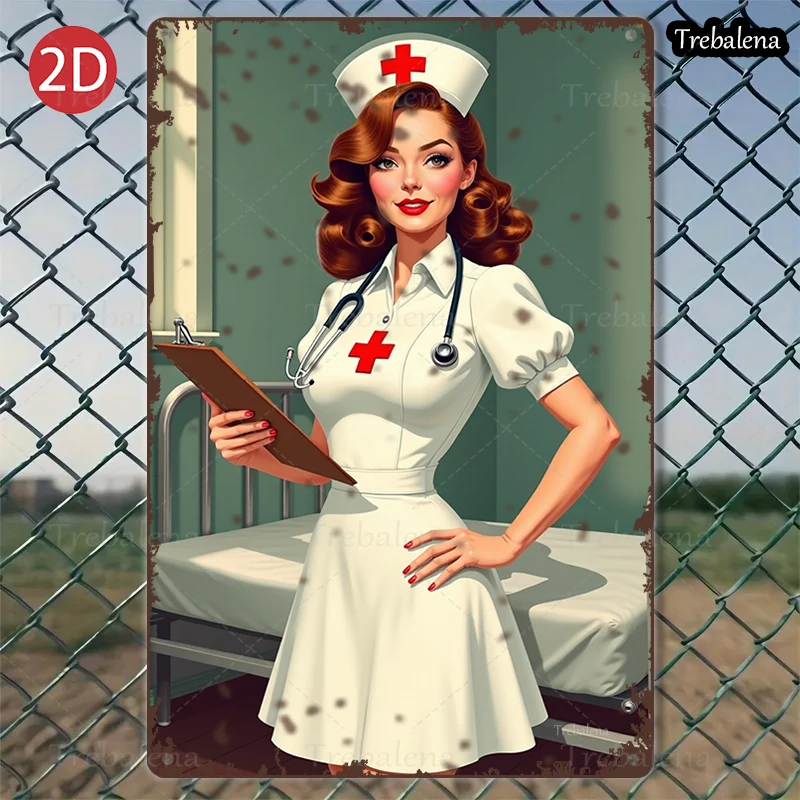 

1 шт. 2D плоский 8*12 дюймов металлический знак ретро стиль медсестры винтажный настенный художественный декор