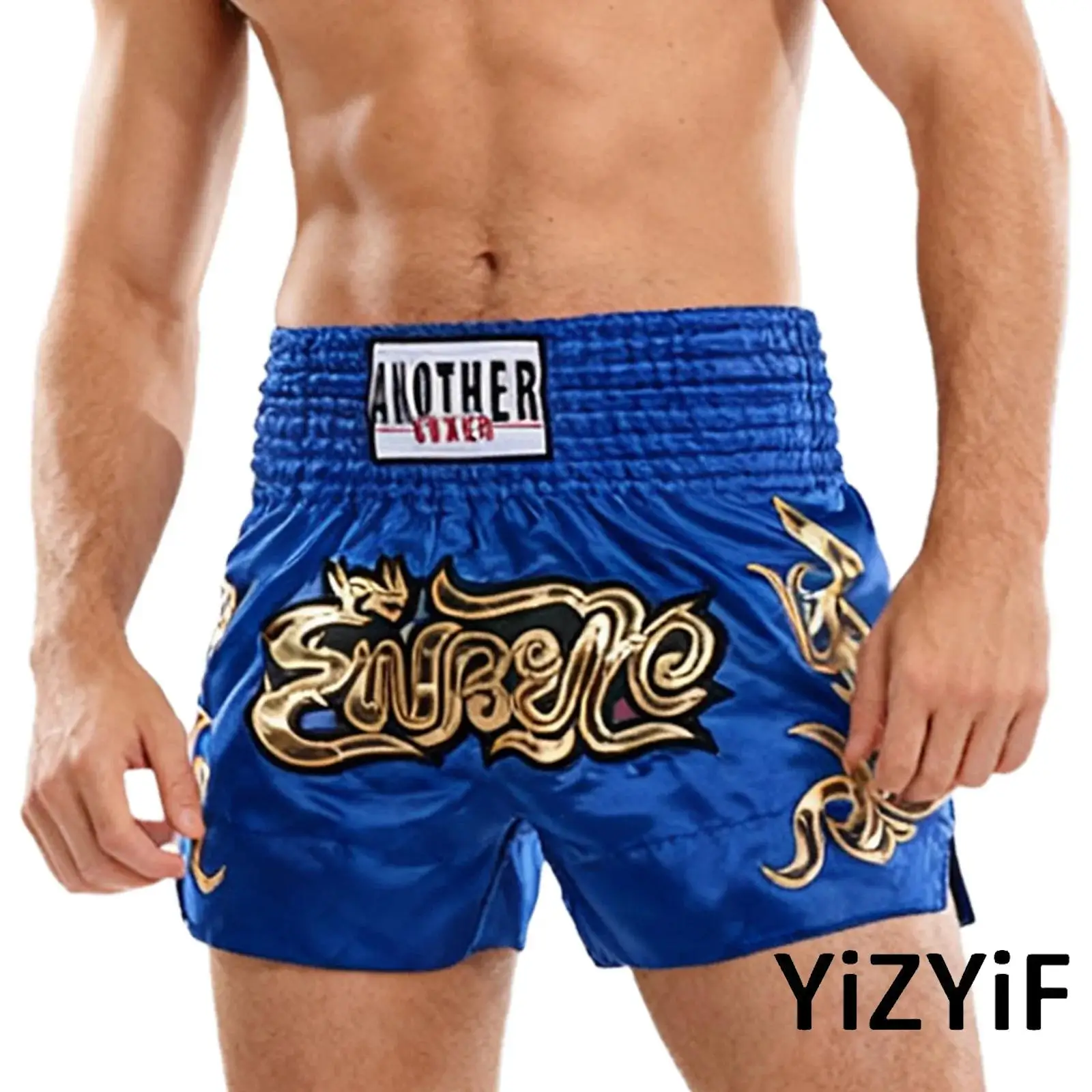 

Mens Professional Boxing Training Shorts Reflective Lettering And Mesh Panels Boxer shorts Martial Arts Wear for Combat Sports