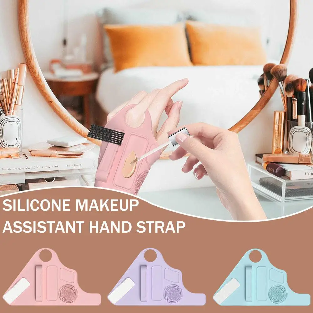 Silicone Makeup Auxiliary Hand Strap Makeup Pad Makeup Brush Glove Brush Gloves Pencil Clean Dust Holes Holder Storage I7x7