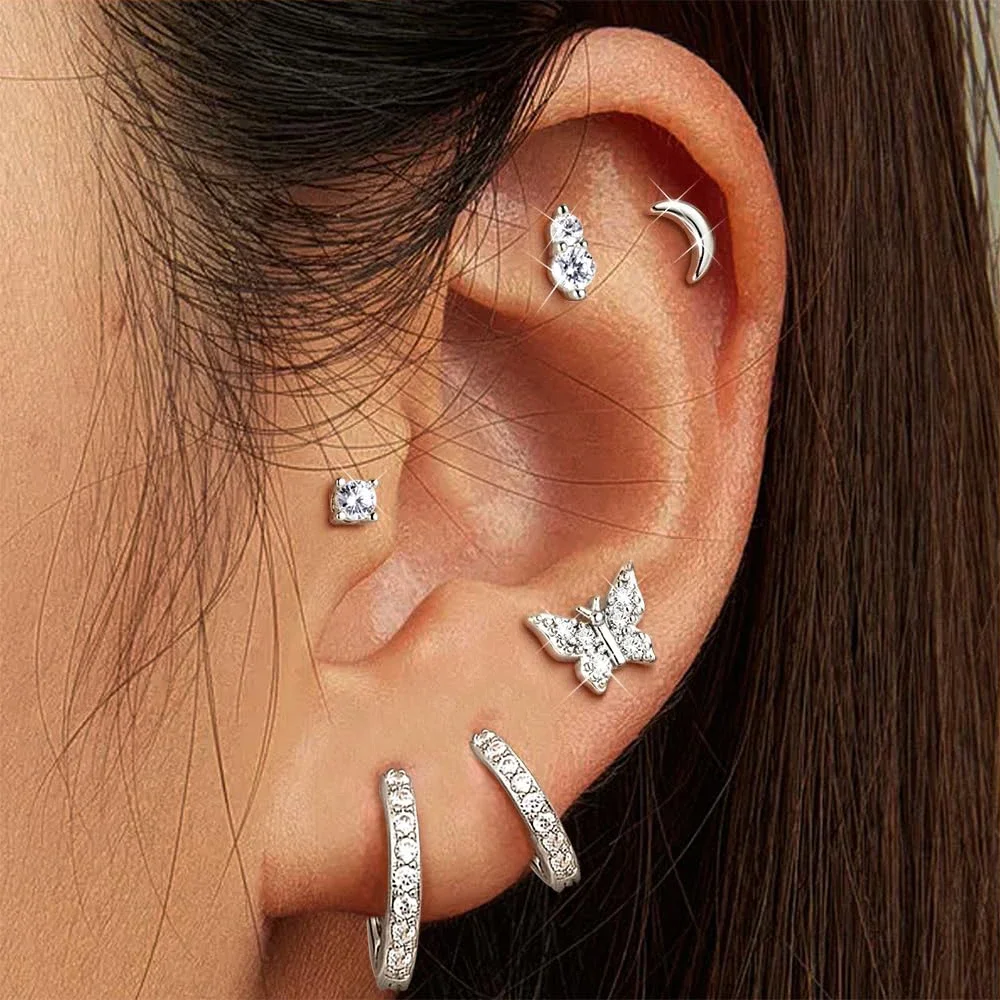 New Fashion Butterfly Stud Ear s For Women Hypoallergenic Screw Cartilage Helix Ear  Piercing Accessories Jewelry Gifts