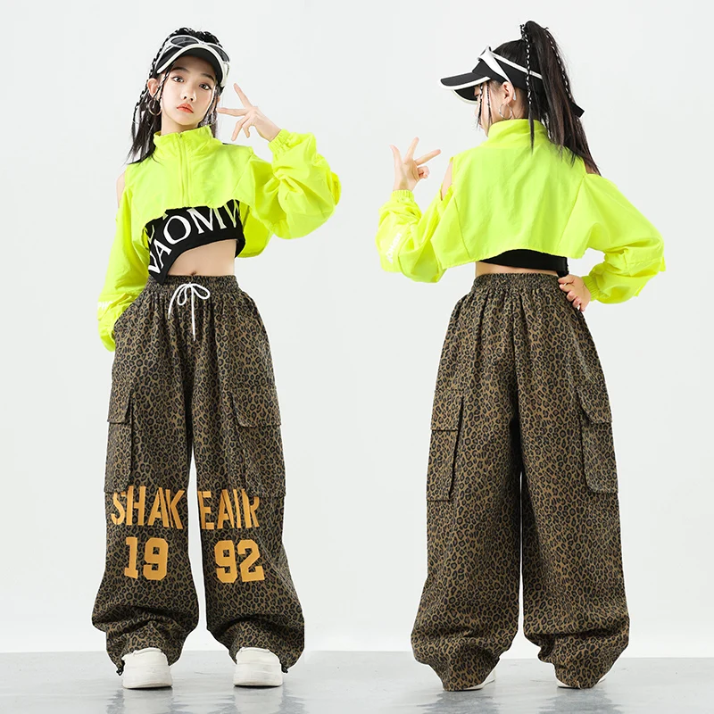 Hip Hop Mädchen Crop Top Camo Cargo Hosen Kind Prinzessin Sweatshirt Jogger Streetwear Kleidung Sets Kinder Street Dance Jazz Kostüm