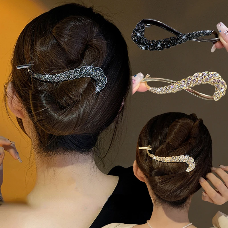 

Exquisite Figure Eight Rhinestone Twist Hair Clip Elegant Sparkling Hair Accessories Luxury Hairpin Fashion Jewelry for Women