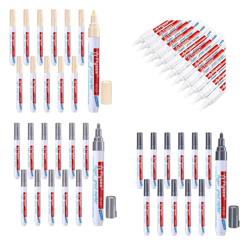 Flysea 12 Pcs Home Tile Grout Pen Water Resistant Kitchen Instant Tile Repair Anti Mould Professional Grout Marker