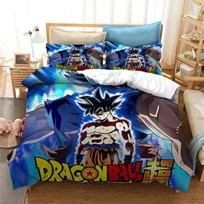 Dragon Ball Z Quilt Cover Anime Figure Son Goku Quilt Cover Cartoon Kids Bedding Sheet Quilt Cover Digital Print Bed Linen Gift