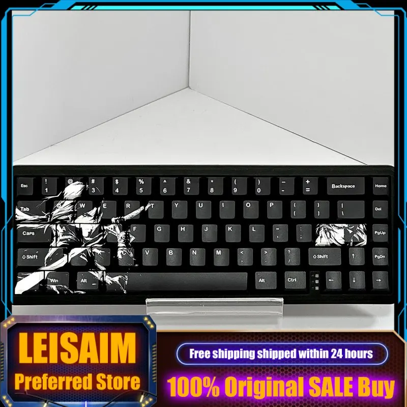 

Коллекция кастомных кейкапов Black Blade: PBT-клавиши с термосублимацией для механических клавиатур, аксессуары для игровых ПК, подарки