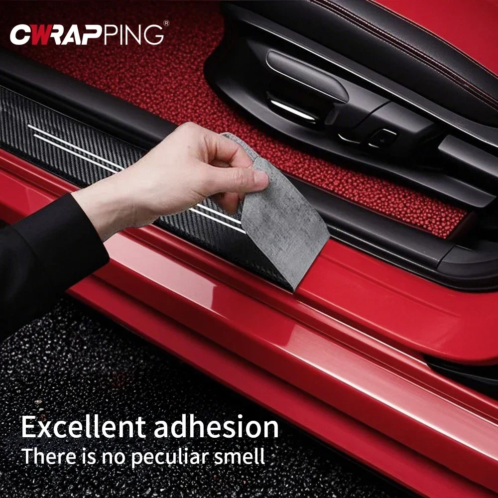 عتبة باب السيارات من ألياف الكربون المضادة للخدش طبقة رقيقة واقية عالمية متينة الخارجية لملحقات حماية عتبة باب السيارة