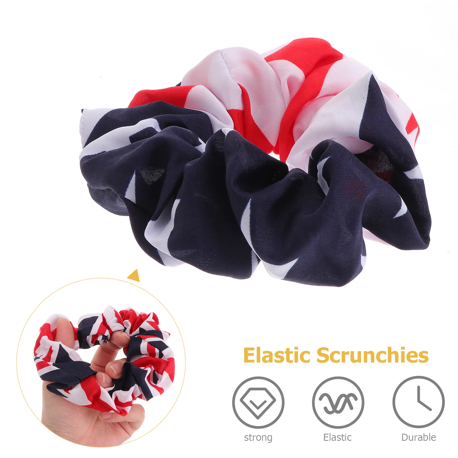 

3pcs National Flag Pattern Hair Girls Elastic Accessories USA UK Festival Ropes Durable Comfortable One Size Fits All Hair